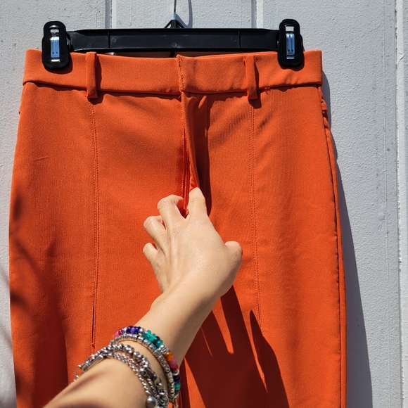 NWT Zara Blogger Favorite Orange Cut Out Flare Pants Size S - Picture 12 of 16